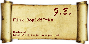 Fink Boglárka névjegykártya